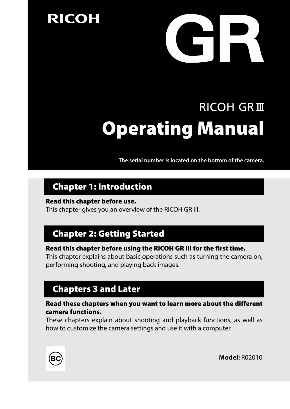 RICOH GR III Operating Manual