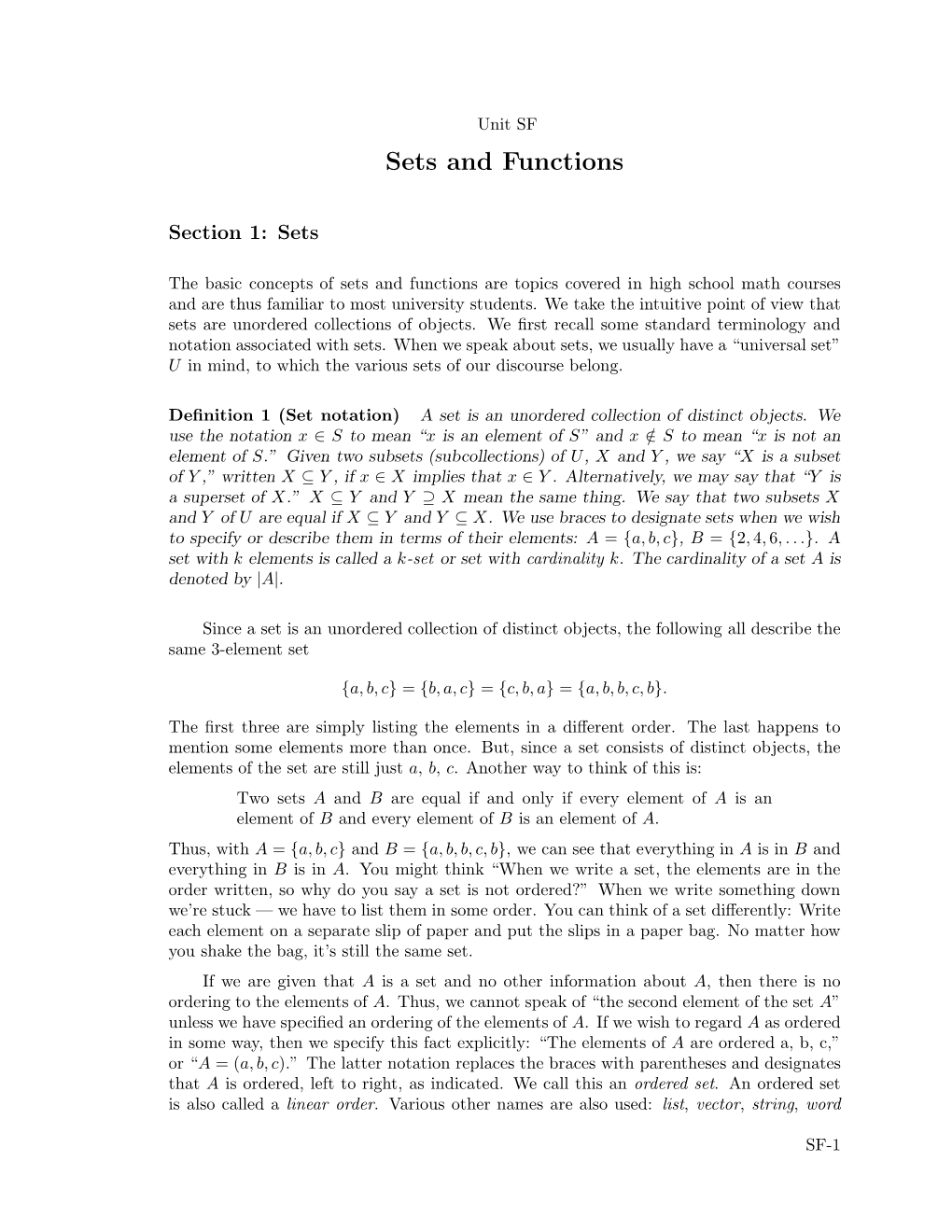 Sets and Functions