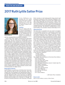 2017 Ruth Lyttle Satter Prize