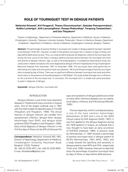 Role of Tourniquet Test in Dengue Patients