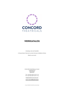 CONCORD THEATRICALS Werkkatalog