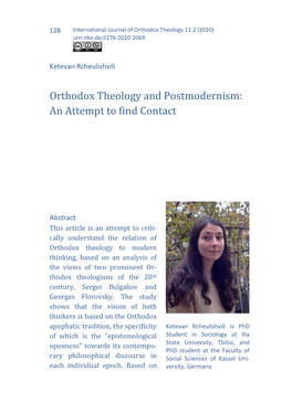 Orthodox Theology and Postmodernism: an Attempt to Find Contact