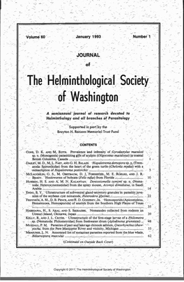 Proceedings of the Helminthological Society of Washington 60(1) 1993