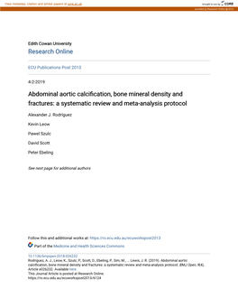 Abdominal Aortic Calcification, Bone Mineral Density and Fractures: a Systematic Review and Meta-Analysis Protocol