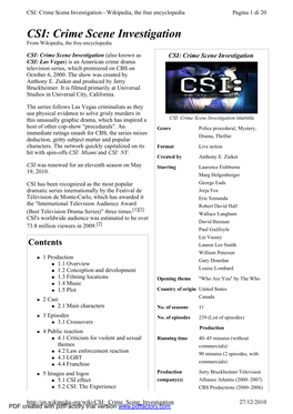 CSI: Crime Scene Investigation - Wikipedia, the Free Encyclopedia Pagina 1 Di 20