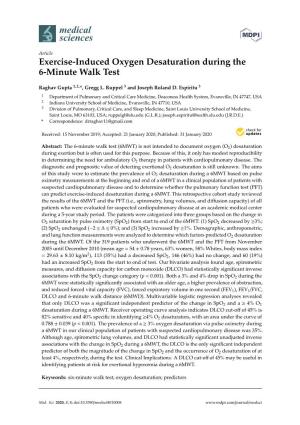 Exercise-Induced Oxygen Desaturation During the 6-Minute Walk Test