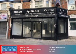 Shop to Let 142 Well Hall Road with Rear Ancillary