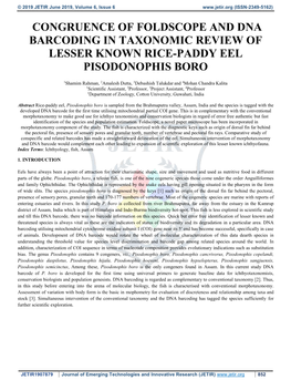 Congruence of Foldscope and Dna Barcoding in Taxonomic Review of Lesser Known Rice-Paddy Eel