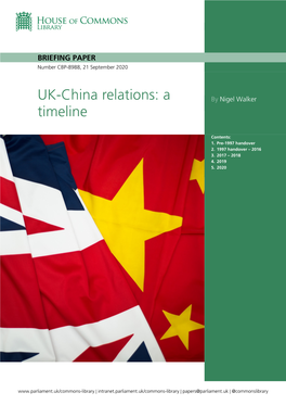 UK-China Relations: a Timeline
