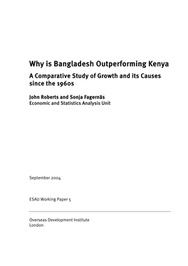 Why Is Bangladesh Outperforming Kenya. a Comparative Study Of