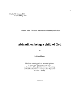 Abinadi, on Being a Child of God