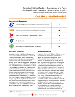 Canadian Political Parties – Comparison and Facts Partis Politiques Canadiens – Comparaison Et Faits CJPME 2019 Election Guide / Guide Électoral 2019 De CJPMO