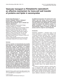 Vesicular Transport in Histoplasma Capsulatum: an Effective Mechanism for Trans-Cell Wall Transfer of Proteins and Lipids in Ascomycetes