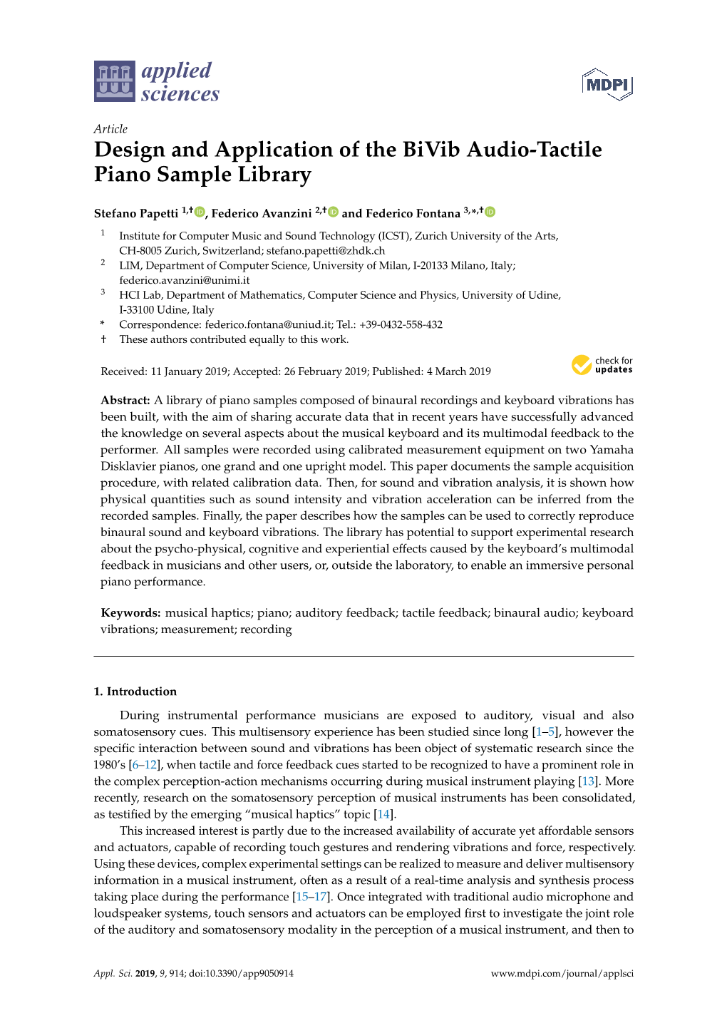 Design and Application of the Bivib Audio-Tactile Piano Sample Library