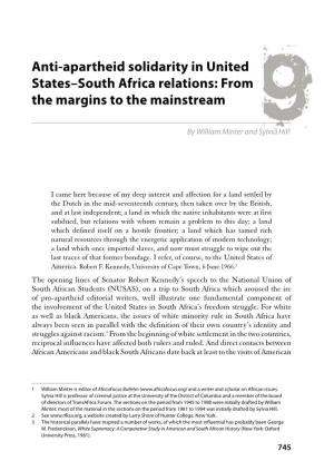 Anti-Apartheid Solidarity in United States–South Africa Relations: from the Margins to the Mainstream