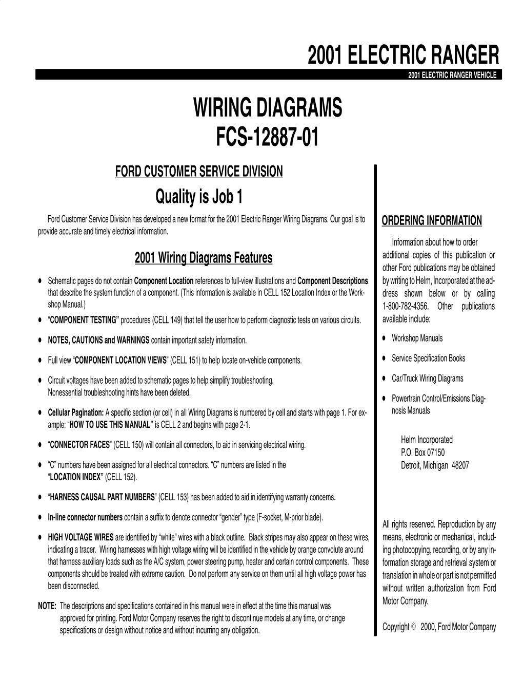 2001 Electric Ranger Wiring Diagrams Fcs-12887-01