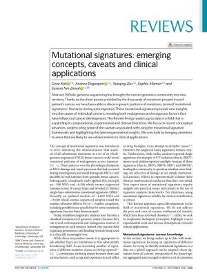 Mutational Signatures: Emerging Concepts, Caveats and Clinical Applications