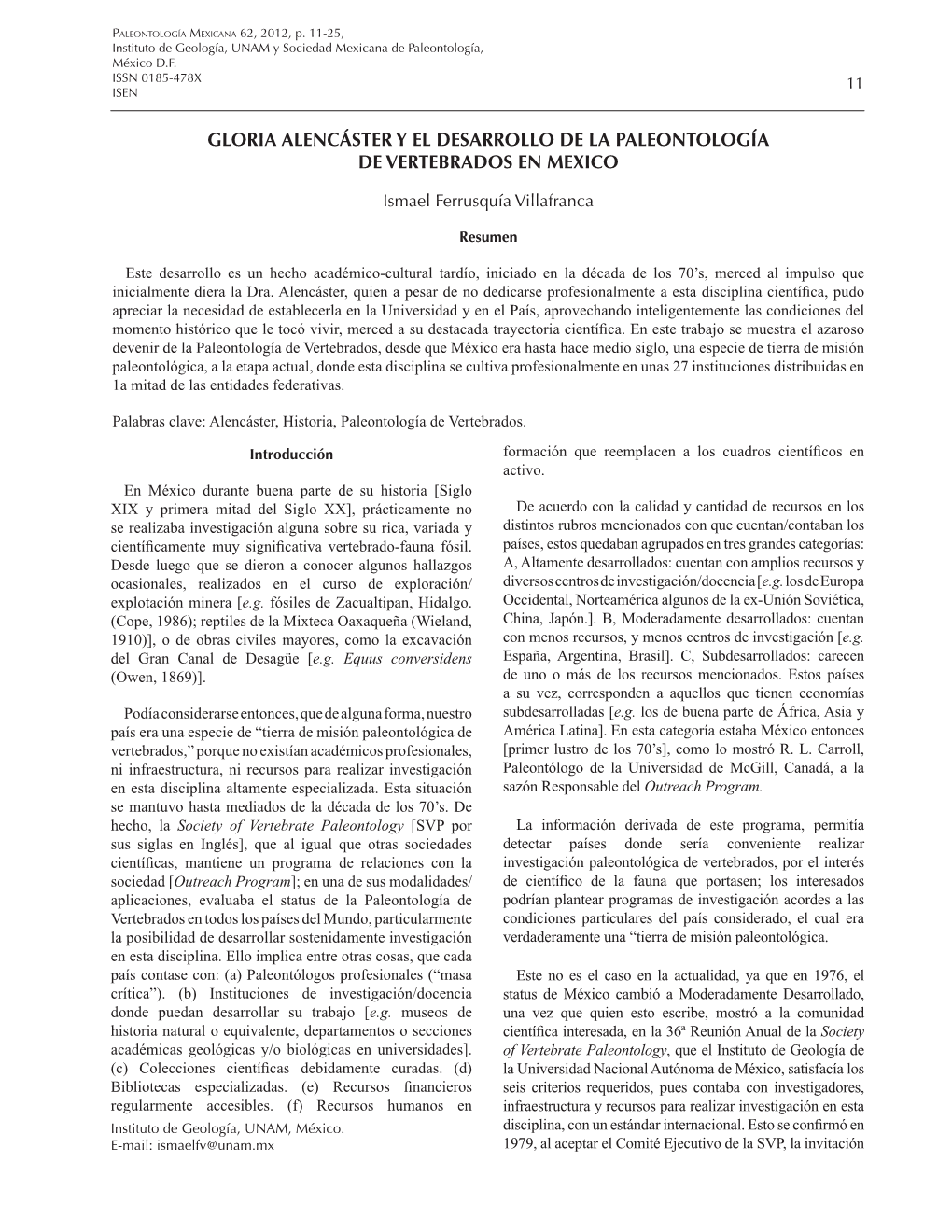 Gloria Alencáster Y El Desarrollo De La Paleontología De Vertebrados En Mexico