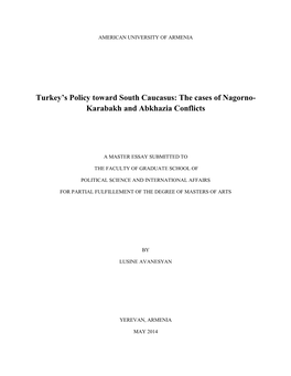 Turkey's Policy Toward South Caucasus