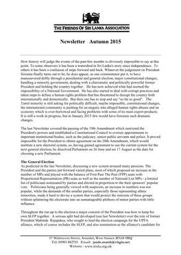 Newsletter Autumn 2015