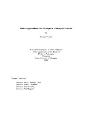 Modern Approaches to the Development of Energetic Materials