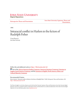Intraracial Conflict in Harlem in the Fiction of Rudolph Fisher Grant Burns Jr