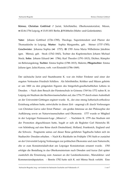 Körner, Christian Gottfried Jurist, Schriftsteller, Oberkonsistorialrat, Mäzen, 02.06.1756 Leipzig, 13.05.1831 Berlin, Wöbbelin (Mahn- Und Gedenkstätte)