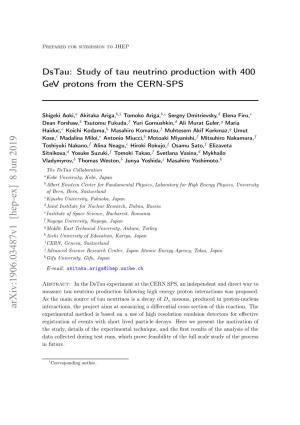 Dstau: Study of Tau Neutrino Production with 400 Gev Protons from the CERN-SPS
