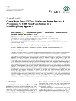 Research Article Crustal Fault Zones (CFZ) As Geothermal Power Systems: a Preliminary 3D THM Model Constrained by a Multidisciplinary Approach