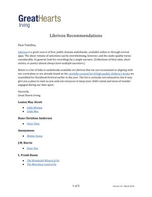 Librivox Recommendations