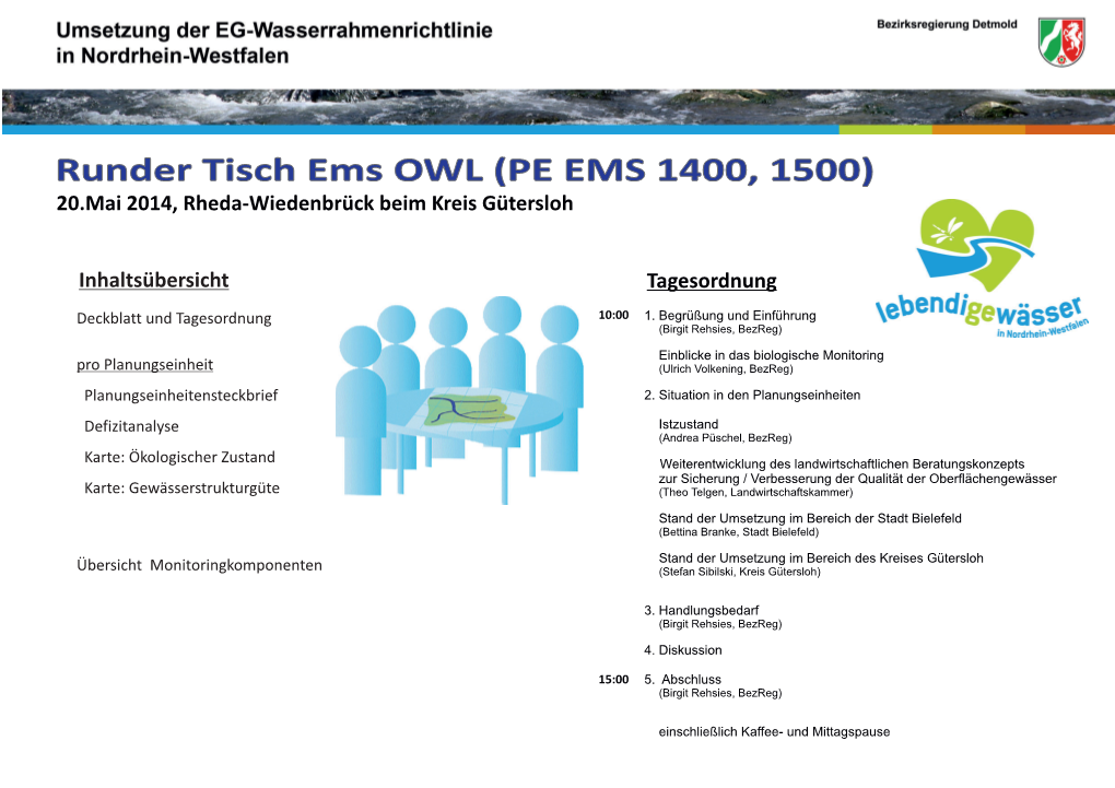 Runder Tisch Ems OWL (PE EMS 1400, 1500) 20.Mai 2014, Rheda-Wiedenbrück Beim Kreis Gütersloh