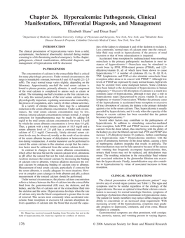 Hypercalcemia: Pathogenesis, Clinical Manifestations, Differential Diagnosis, and Management