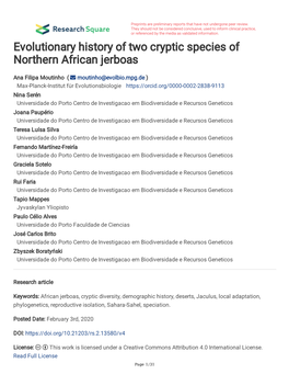 Evolutionary History of Two Cryptic Species of Northern African Jerboas