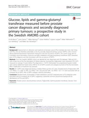Glucose, Lipids and Gamma-Glutamyl Transferase Measured Before