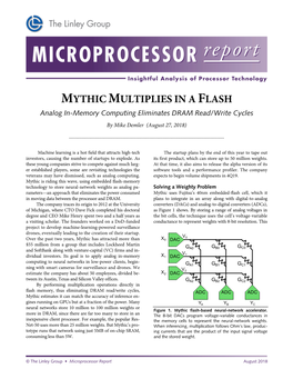 MYTHIC MULTIPLIES in a FLASH Analog In-Memory Computing Eliminates DRAM Read/Write Cycles