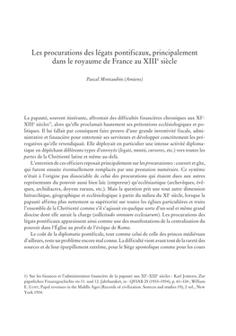 Les Procurations Des Légats Pontificaux, Principalement Dans Le Royaume De France Au Xiiie Siècle