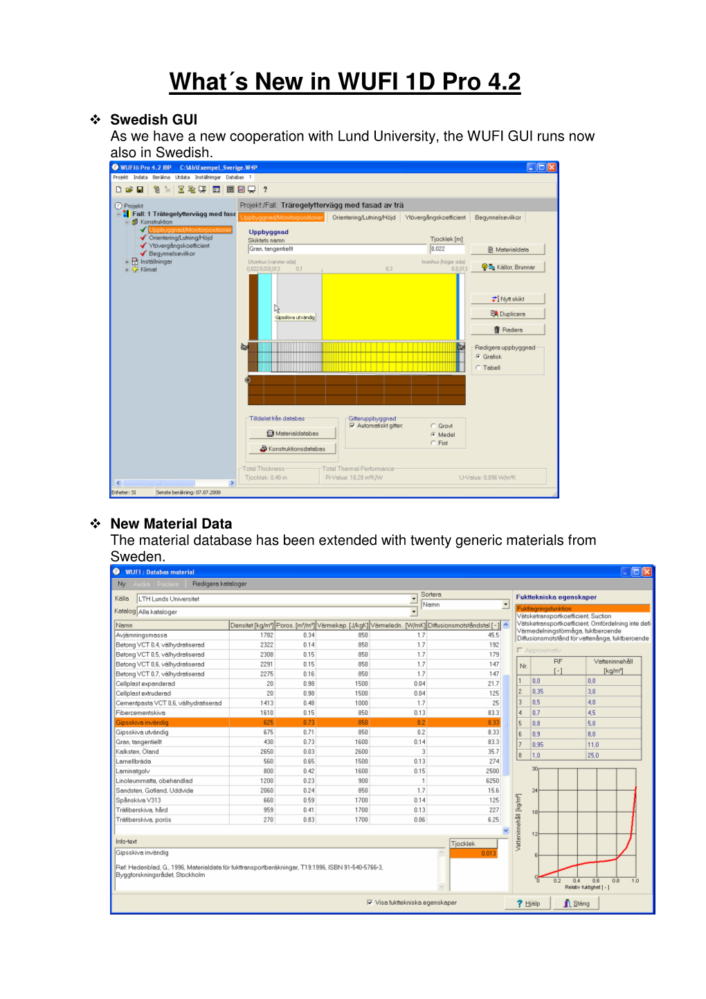 What´S New in WUFI 1D Pro 4.2