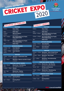 Download the Cricket Expo Weekend Timetable