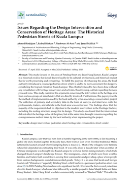 Issues Regarding the Design Intervention and Conservation of Heritage Areas: the Historical Pedestrian Streets of Kuala Lumpur