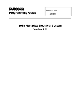 Programming Guide 2018 Multiplex Electrical System (PG034-006V5.11)