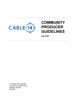 COMMUNITY PRODUCER GUIDELINES Fall 2020