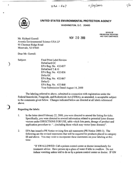 U.S. EPA, Pesticide Product Label, DELTA GC INSECTICIDE GRANULE, 11/20/2000