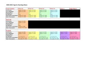 2020-21 Key Sports Dates