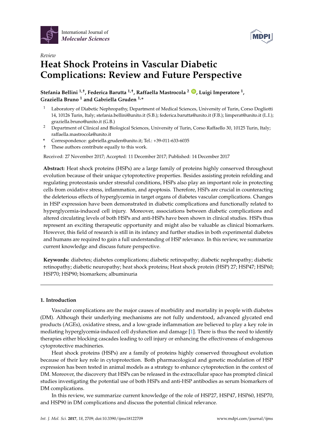 Heat Shock Proteins in Vascular Diabetic Complications: Review and Future Perspective