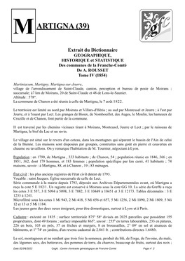 Notice Historique De Martigna