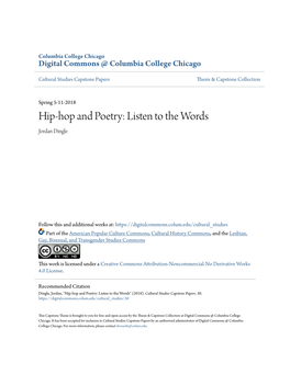 Hip-Hop and Poetry: Listen to the Words Jordan Dingle