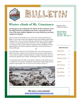 Winter Climb of Mt. Constance Volume , Issue Having Grown up in Edmonds, the Skyline of Mt