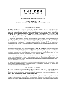 The Keg Royalties Income Fund