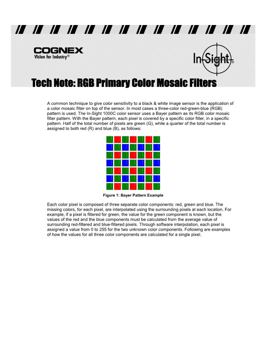 Tech Note: RGB Primary Color Mosaic Filters