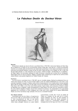 Le Fabuleux Destin Du Docteur Véron, Vesalius, X, I, 20-24, 2004